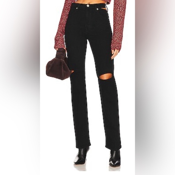 Helmut Lang 5-Pocket Cut Out Black Denim Jeans,All Products : American Fashion Style Bags On Sale